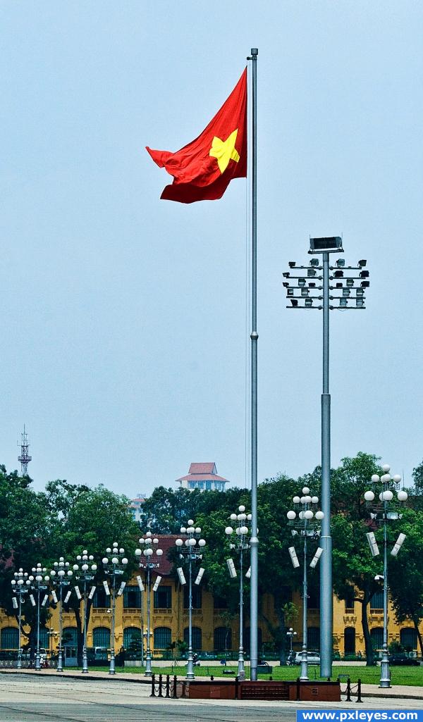 very large Vietnames flag